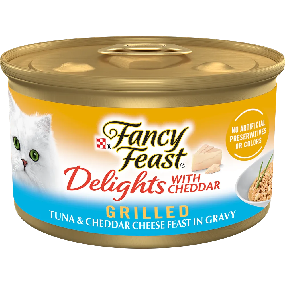 Purina Fancy Feast Delights With Cheddar Grilled Tuna & Cheddar Cheese Feast in Wet Cat Food Gravy Cat Food 