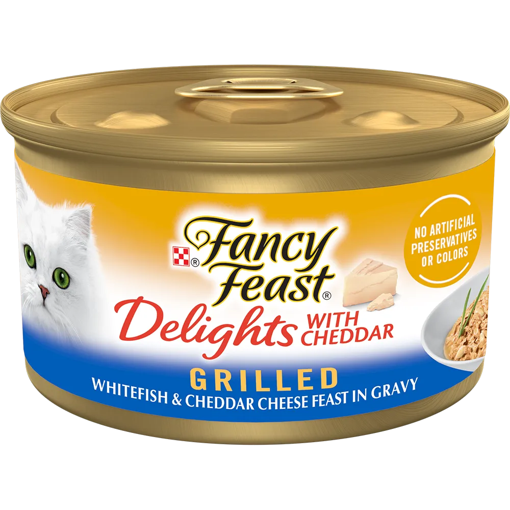 Purina Fancy Feast Delights With Cheddar Grilled Whitefish & Cheddar Cheese Feast Cat Food 