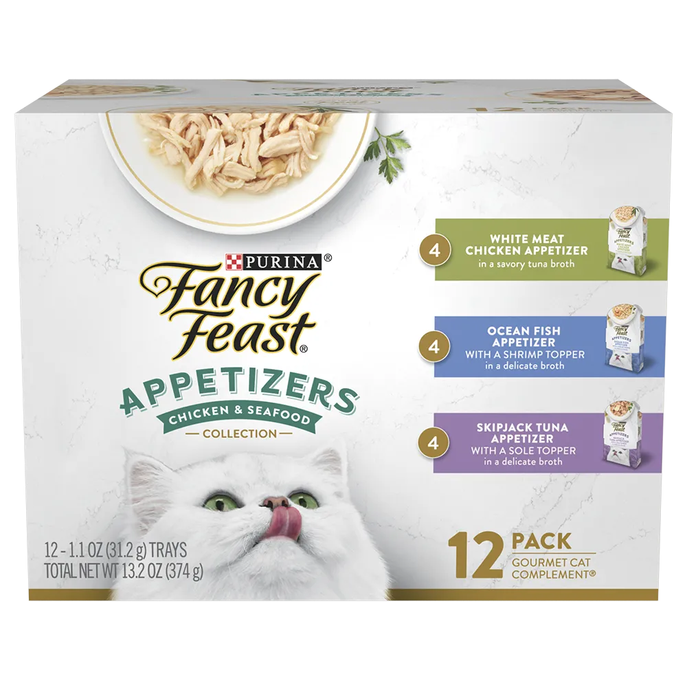 Fancy Feast Appetizers Wet Cat Food Complement Chicken & Seafood Collection Variety Pack