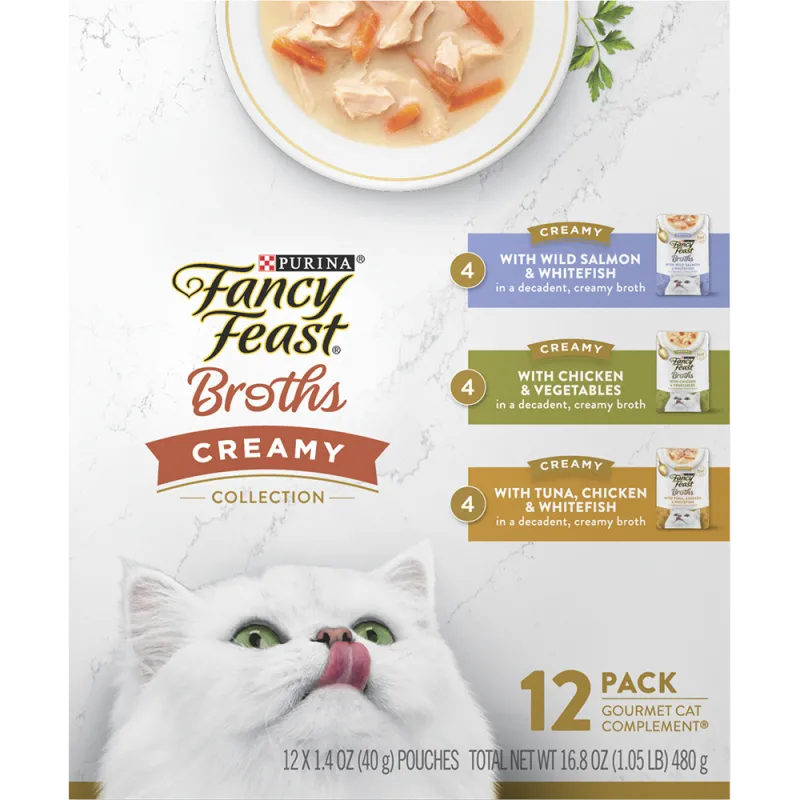 Fancy Feast Creamy Broths for Cats Wet Cat Food Variety Pack - 12 Pack