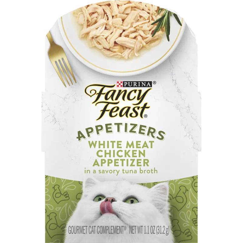 Fancy Feast White Meat Chicken Appetizer In a Savory Tuna Broth