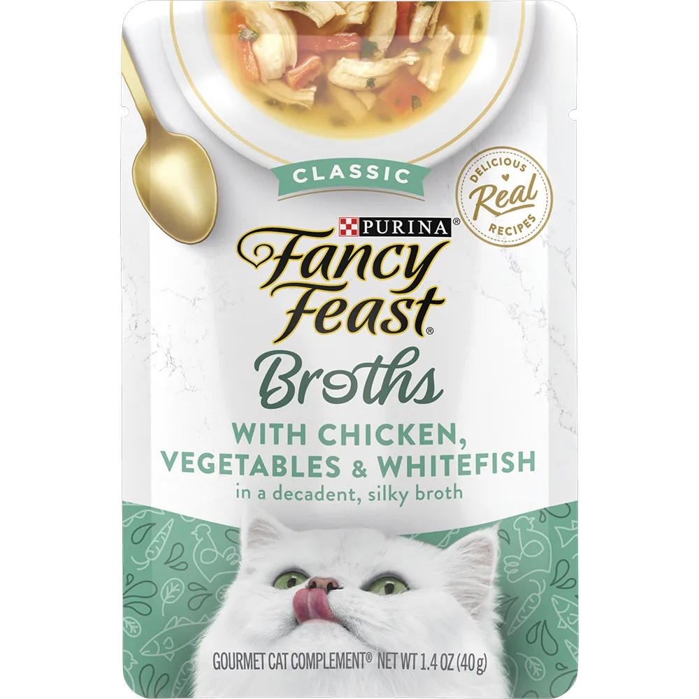 Fancy Feast Wet Cat Food Complement With Chicken, Vegetables & Whitefish in a Decadent Silky Broth