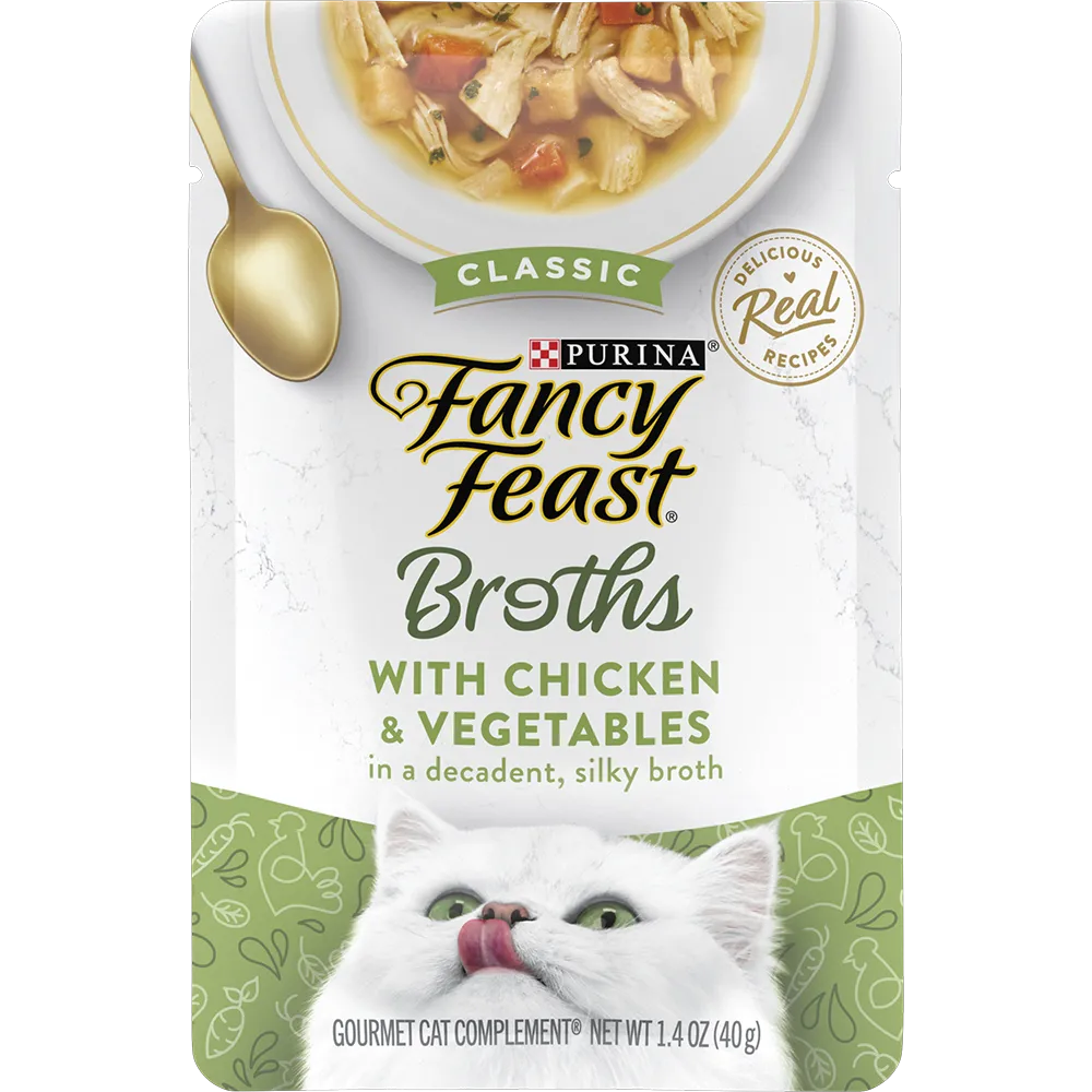 Fancy Feast Wet Cat Food Complement with Chicken & Vegetables in a Decadent Silky Broth
