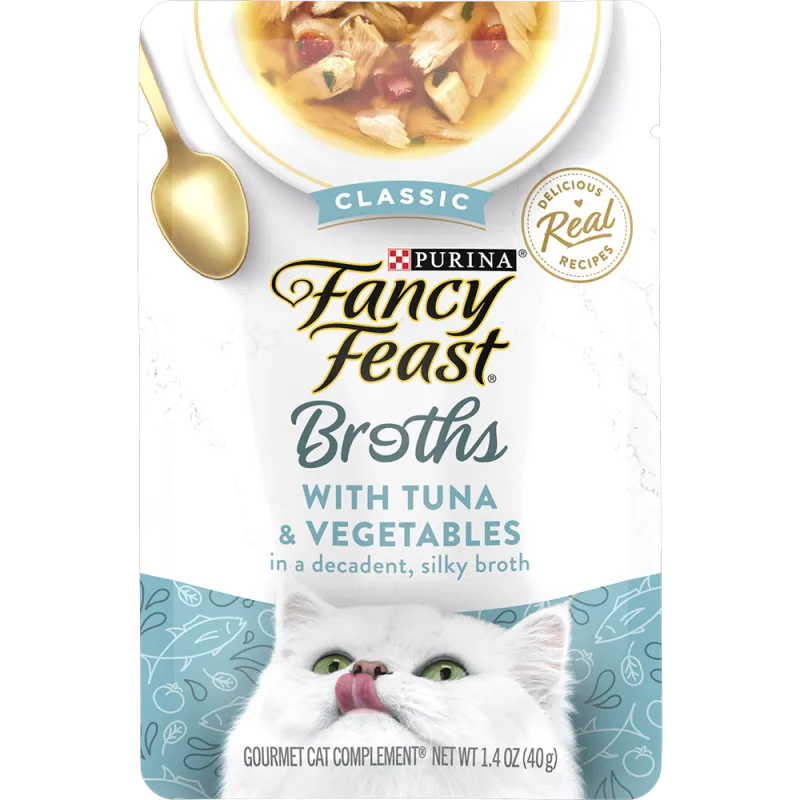 Complemento de alimento húmedo para gatos con atún y vegetales en un caldo nutritivo y exquisito Fancy Feast®