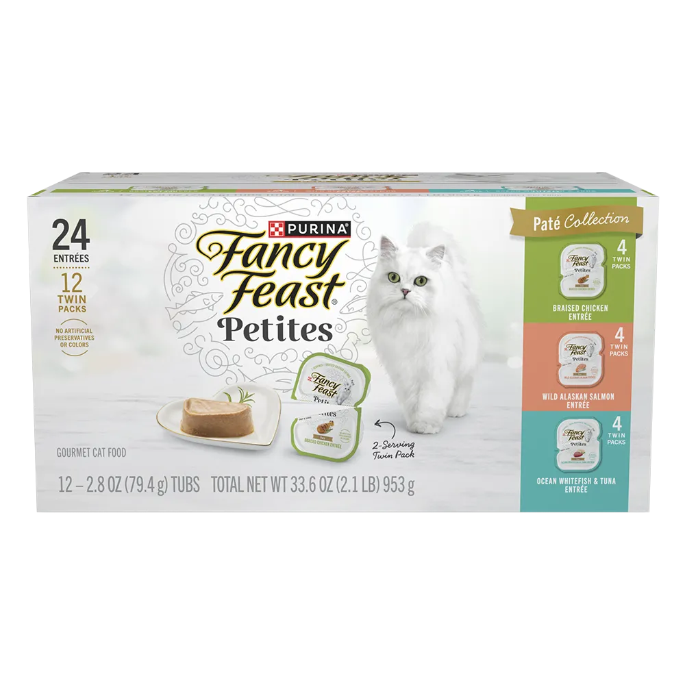 Fancy Feast Petites Single-Serve Wet Cat Food Paté Collection Variety 12 Pack 
