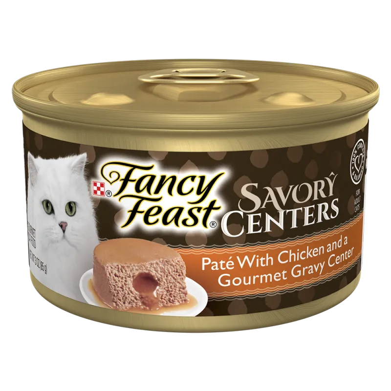 Alimento húmedo para gatos Fancy Feast Savory Centers de paté con pollo y un centro de salsa gourmet