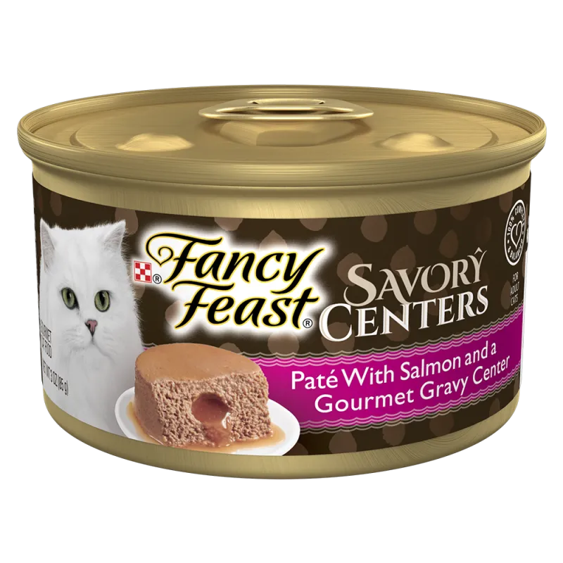 Fancy Feast Savory Centers Paté with Salmon and a Gourmet Gravy Center Wet Cat Food