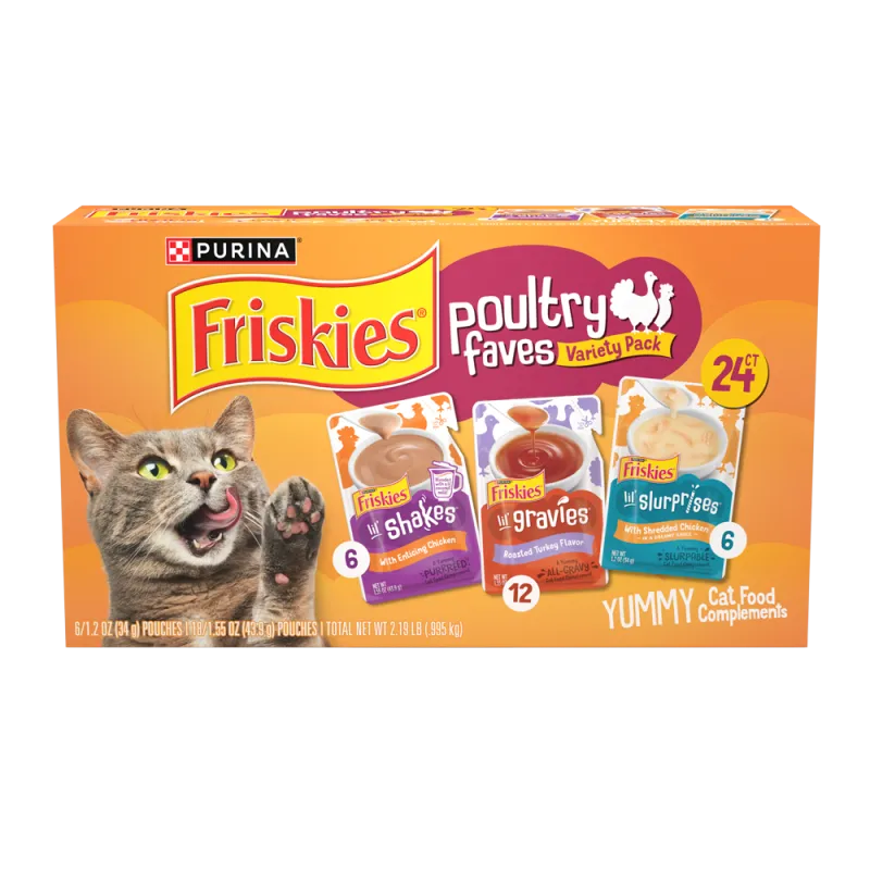 Paquete surtido de 24 unidades de complemento de alimento para gatos Friskies Poultry Faves