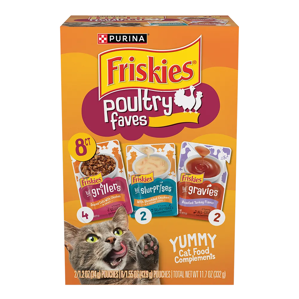 Friskies Poultry Faves Cat Food Complement 8 Ct Variety Pack