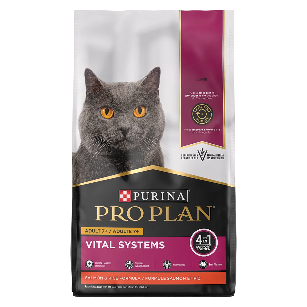 Purina Pro Plan Vital Systems Salmon and Rice Formula Senior Cat Food Dry 4-in-1 Formula