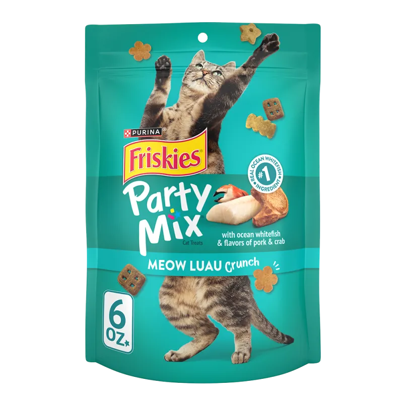 Friskies Party Mix Meow Luau Crunch With Ocean Whitefish & Flavors of Pork & Crab Cat Treats