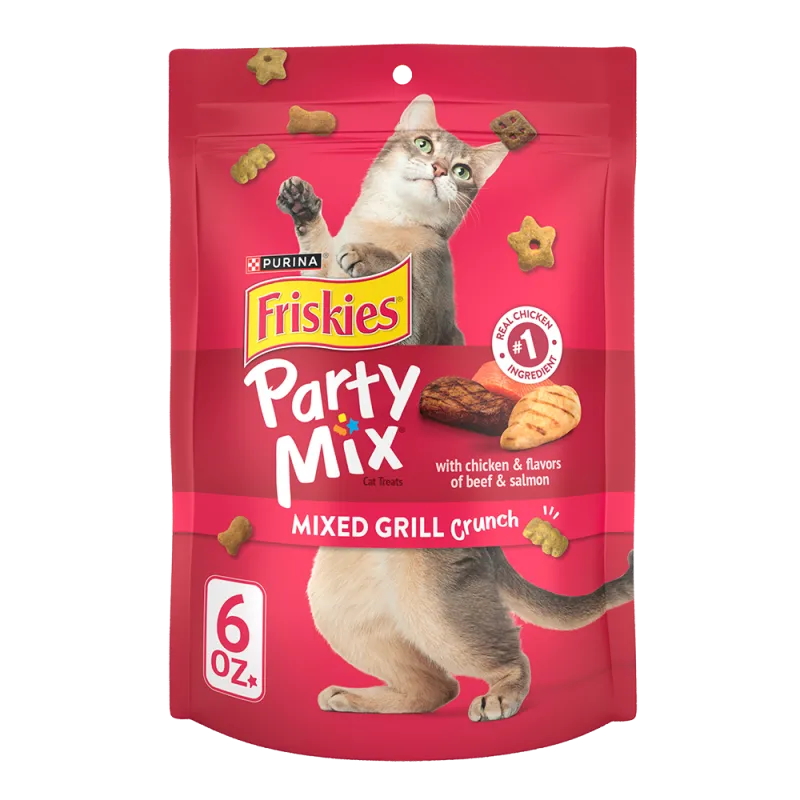 Friskies Party Mix Mixed Grill Crunch With Chicken & Flavors of Beef & Salmon Cat Treats