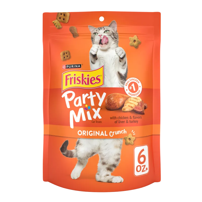 Friskies Party Mix Original Crunch With Chicken & Flavors of Liver & Turkey Cat Treats