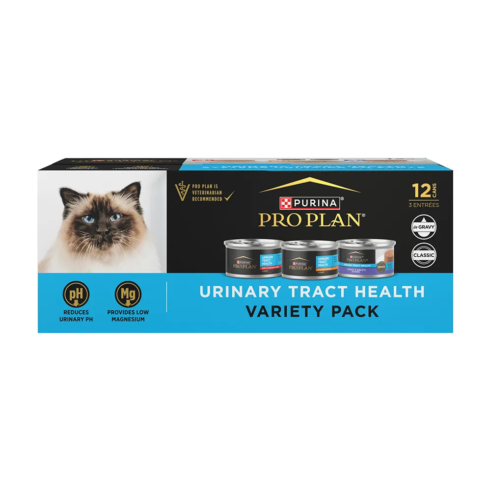 Pro Plan Urinary Tract Health Beef & Chicken, Chicken in Gravy, and Turkey & Giblets Variety Pack 36 Count Wet Cat Food