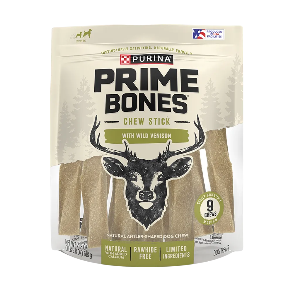 Prime Bones Rawhide-Free Chew Stick With Wild Venison Medium Dog Chews