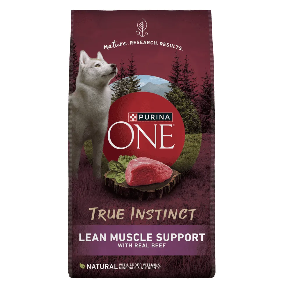 Purina ONE True Instinct Lean Muscle Support With Real Beef Natural With Added Vitamins, Minerals and Nutrients High Protein Dog Food