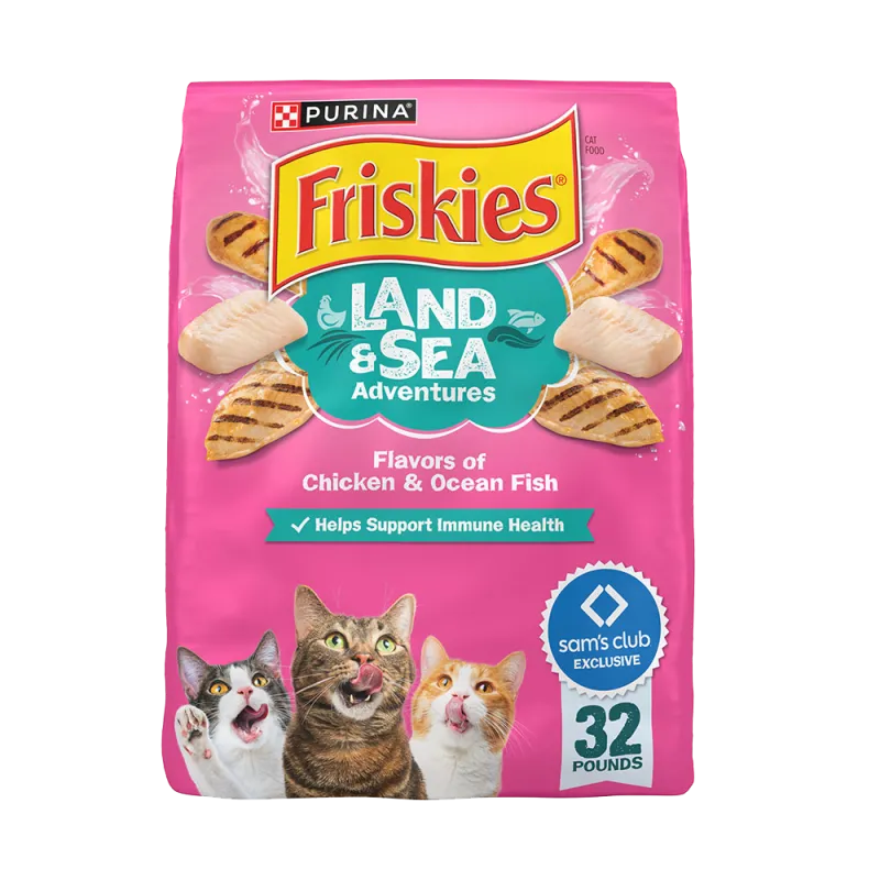 Alimento seco para gatos Friskies Aventuras en mar y tierra con sabores de pollo y pescado