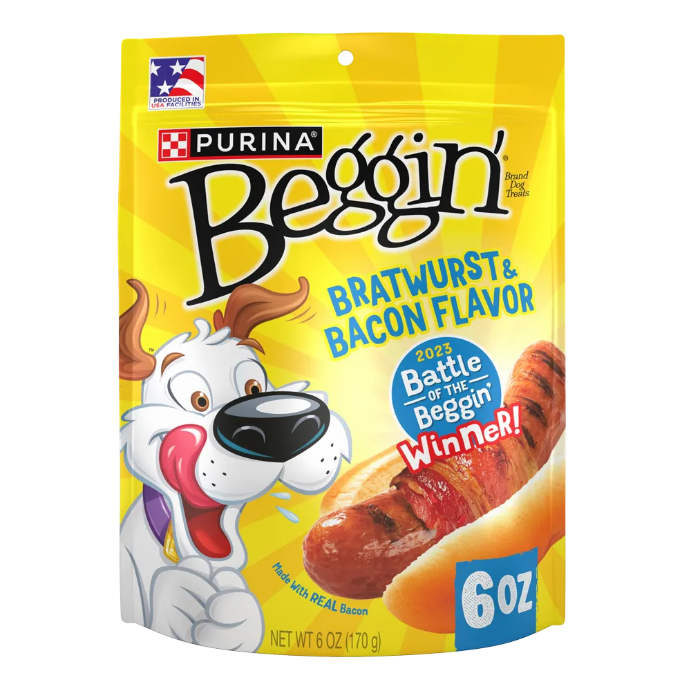 Golosinas para perros Beggin’ con sabor a salchicha alemana y tocino de Purina