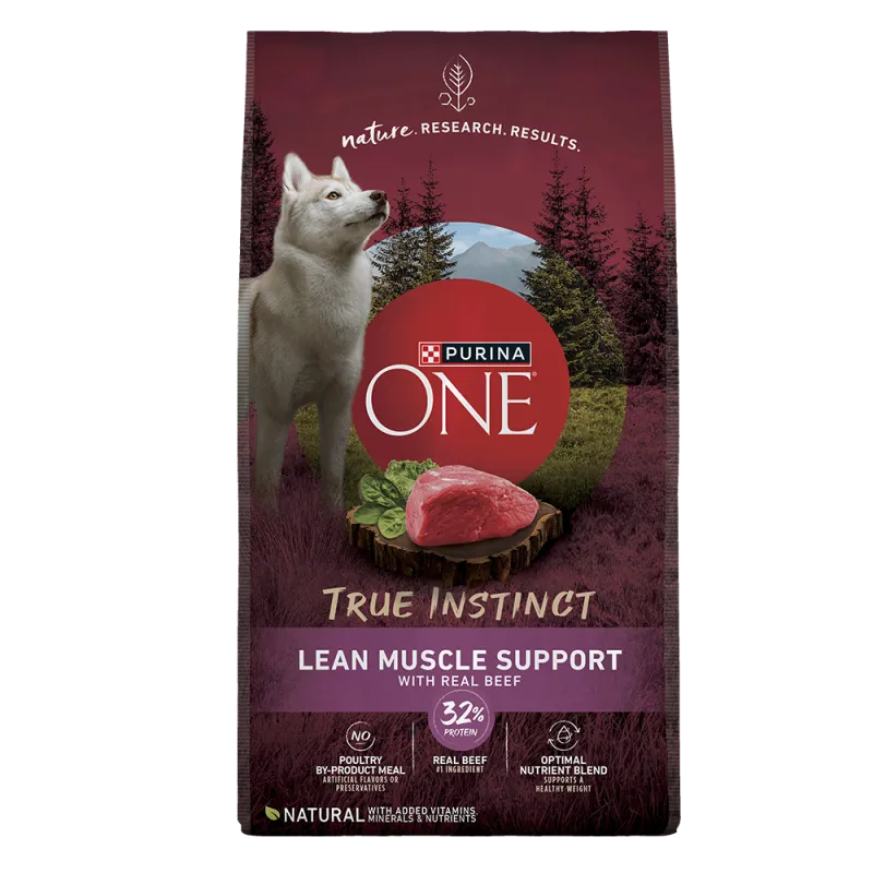 Purina ONE True Instinct Lean Muscle Support With Real Beef Natural With Added Vitamins, Minerals and Nutrients High Protein Dog Food