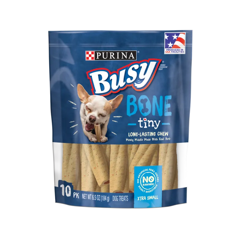 Pequeños bocadillos masticables Busy Bone para perros extra pequeños