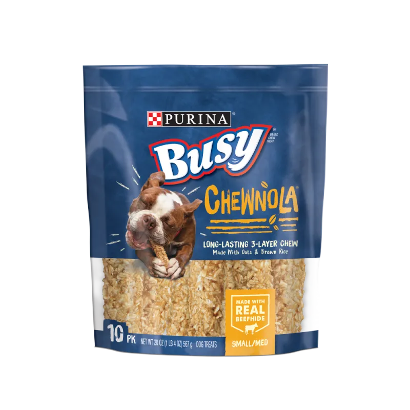 Bocadillos masticables Busy Chewnola para perros pequeños a medianos