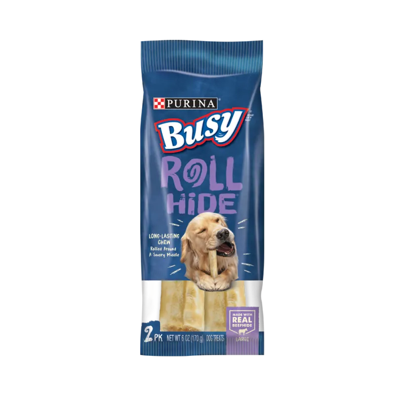 Bocadillos masticables Busy Rollhide para perros grandes