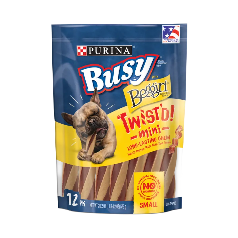 Minibocadillos masticables Busy con Beggin’® Twist’d para perros pequeños