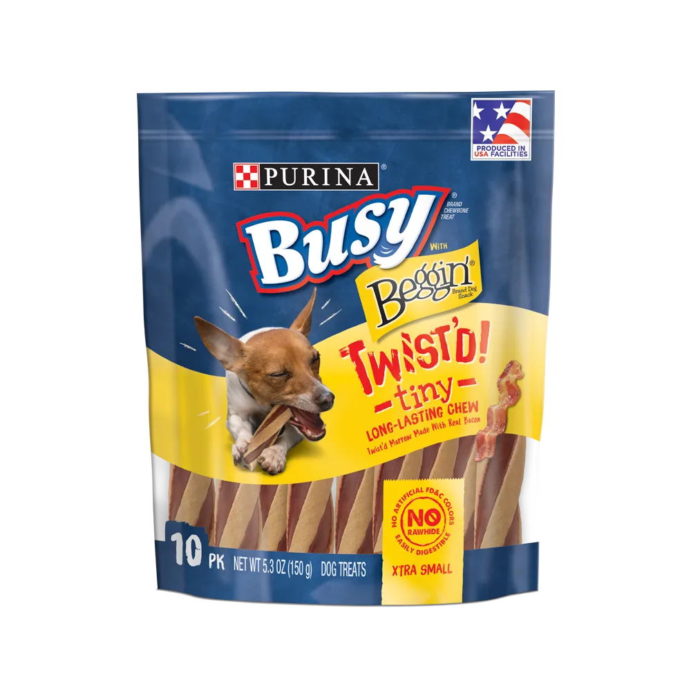 Busy with Beggin’ Twist’d Tiny Chew Treats for Extra Small Dogs