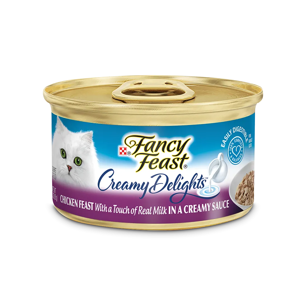 Fancy Feast Creamy Delights Chicken Wet Cat Food with a Touch of Real Milk in a Creamy Sauce