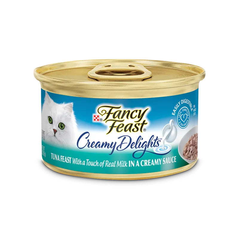 Alimento húmedo para gatos Fancy Feast® Creamy Delights® sabor festín de atún con un toque de leche real en una salsa cremosa