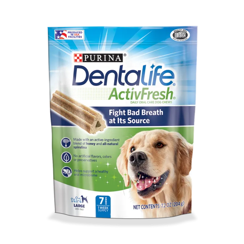 Suplementos para el cuidado bucal de perros grandes DentaLife ActivFresh