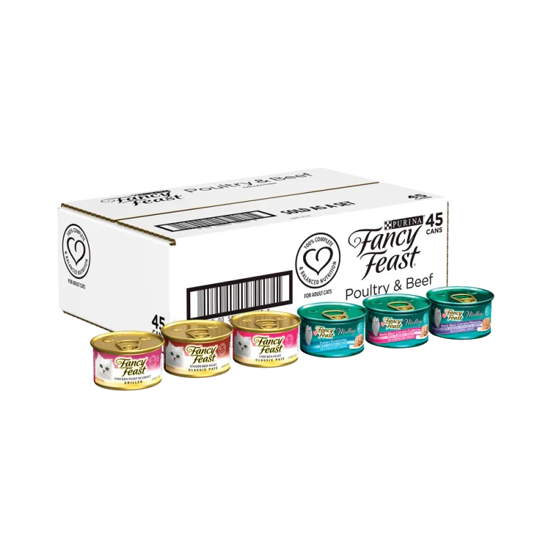 Fancy Feast® Poultry & Beef Wet Cat Food Variety Pack - 45 Cans