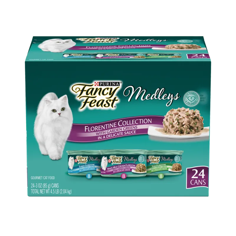 Paquete surtido de alimento húmedo para gatos a la florentina Fancy Feast® Medleys - 24 latas