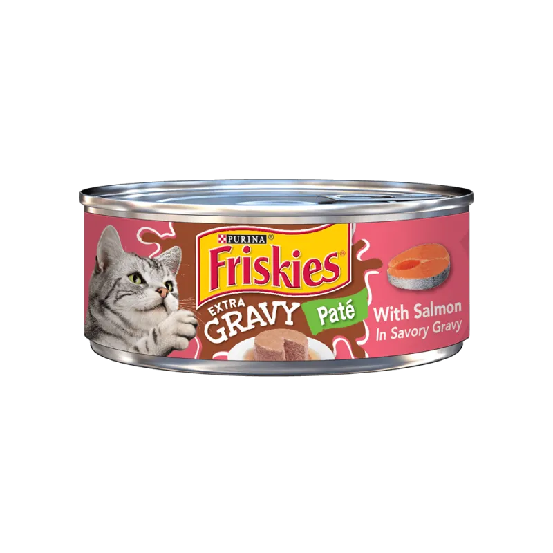 Alimento húmedo para gatos Friskies Paté con salsa extra de salmón en salsa preparada con jugo de cocción