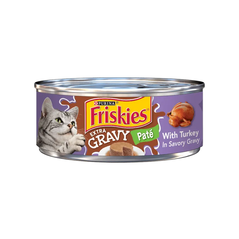 Alimento húmedo para gatos Friskies paté de pavo con más sabrosa salsa preparada con jugo de cocción