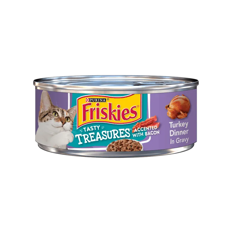 Alimento húmedo para gatos de cena de pavo en salsa friskies tasty treasures
