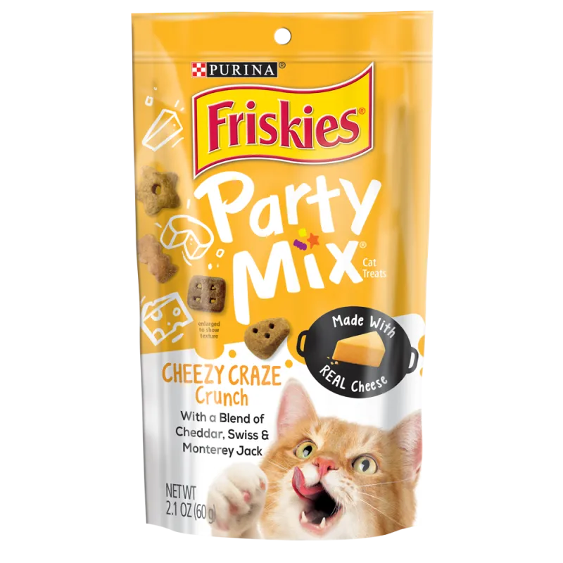 Bocadillos para gatos adultos Friskies Party mezcla crujiente de queso