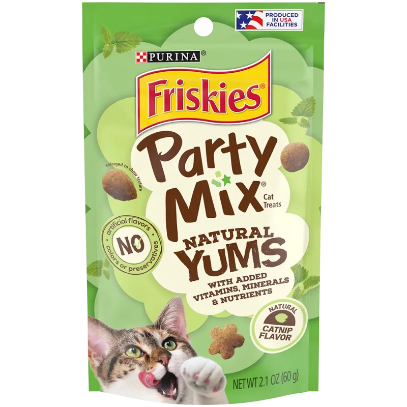 Bocadillos para gatos Friskies Party Mix delicias naturales con sabor a hierba gatera