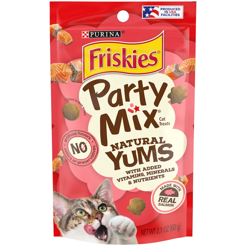 Bocadillos naturales Friskies Party Mix para gatos con carne real de salmón