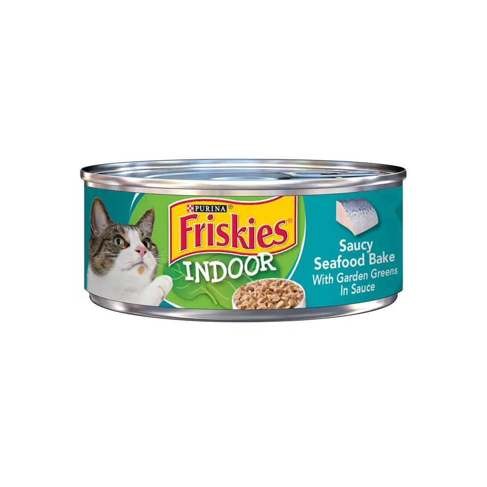 Friskies Indoor Saucy Seafood Bake With Garden Greens In Sauce Wet Cat Food