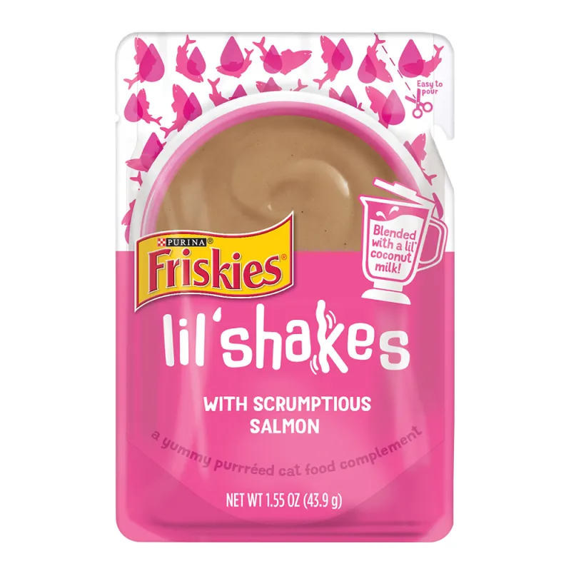 Friskies Lil’ Shakes With Scrumptious Salmon Cat Food Complement  