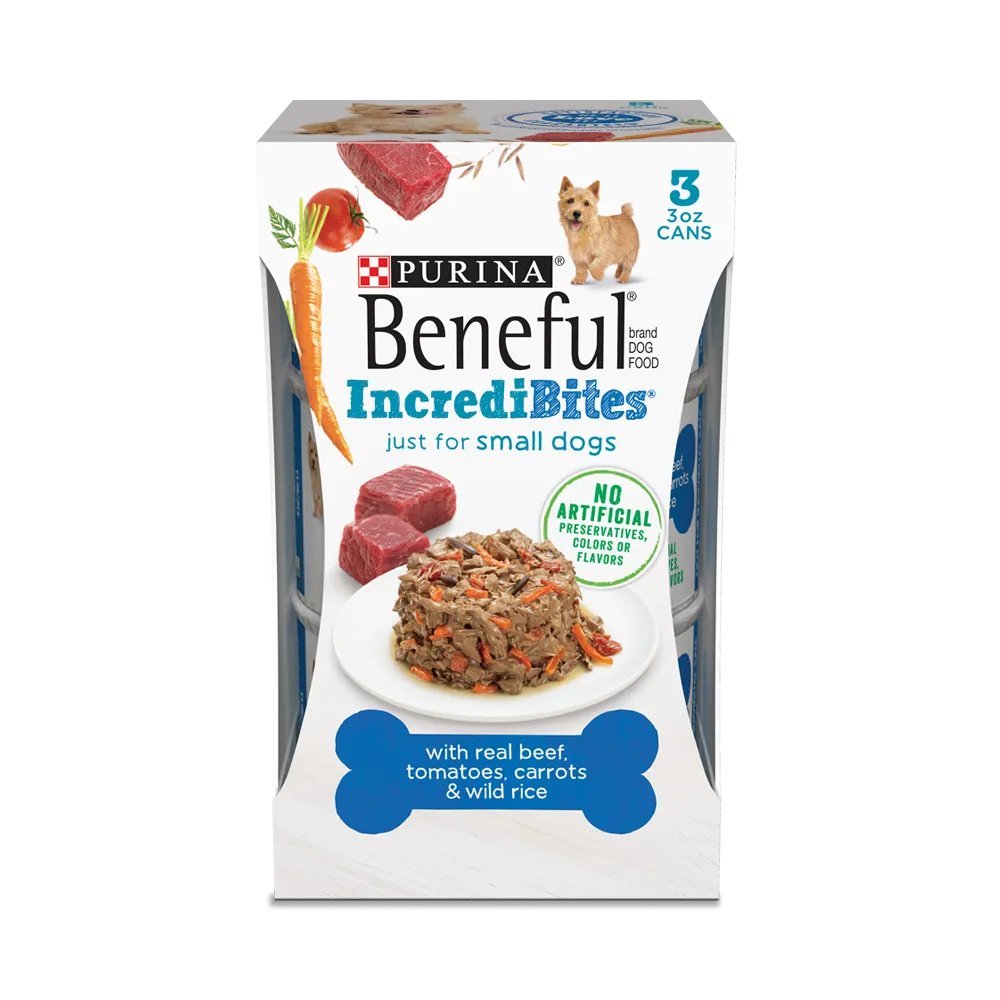 Beneful IncrediBites Small Wet Dog Food with Beef, Tomatoes, Carrots, and Wild Rice
