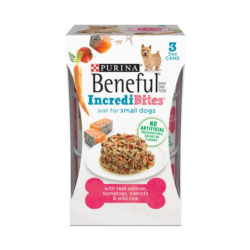 Alimento balanceado húmedo para perros pequeños Beneful IncrediBites con salmón, tomates, zanahorias y arroz salvaje