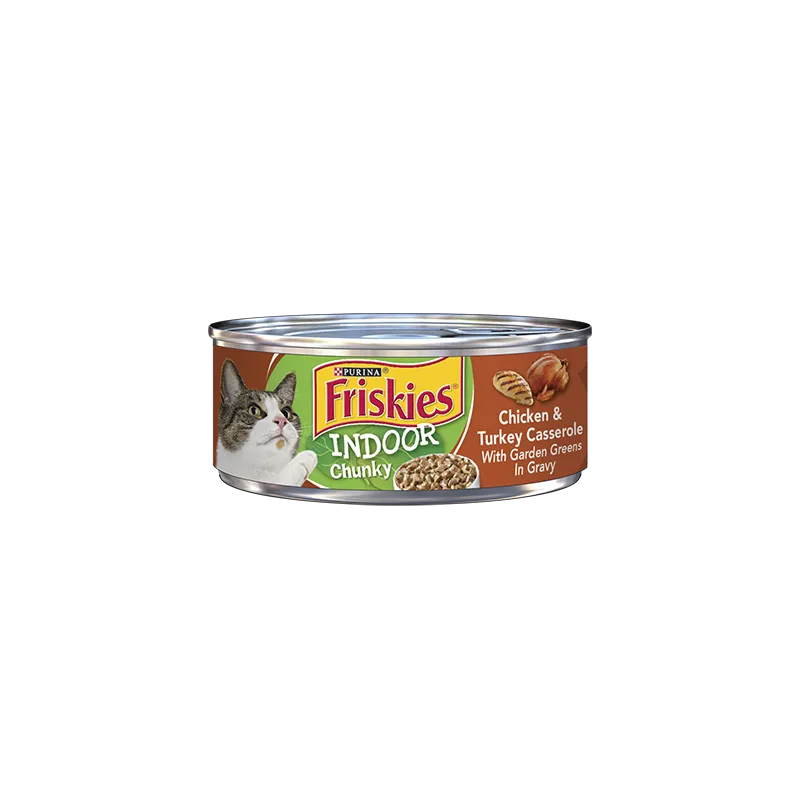 Friskies Indoor Chunky Chicken & Turkey Casserole With Garden Greens In Gravy Wet Cat Food