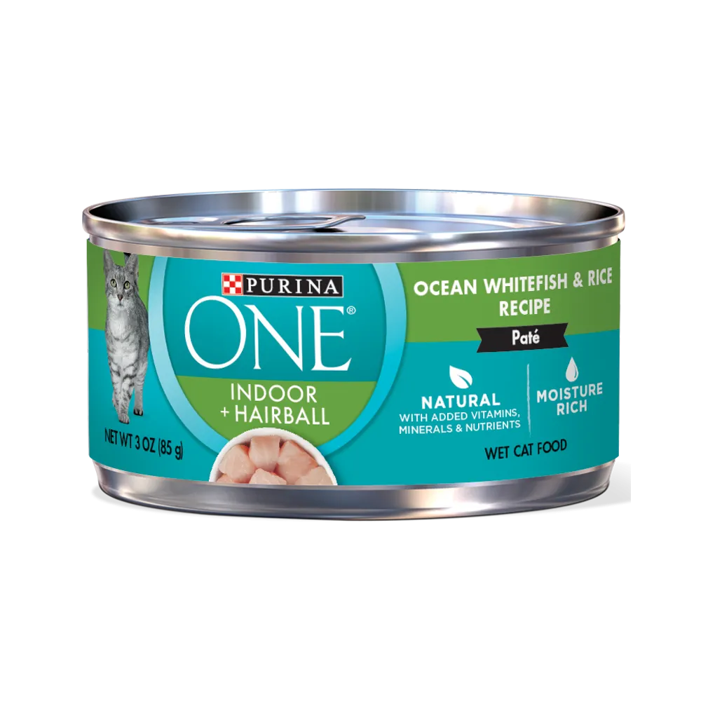 Purina ONE Indoor + Hairball Ocean Whitefish & Rice Recipe Wet Cat Food