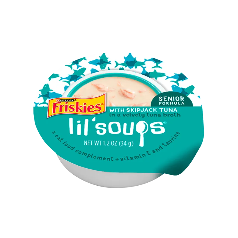 Complemento de alimento para gatos Friskies Lil' Soups With Skipjack Tuna in a Velvety Tuna Broth