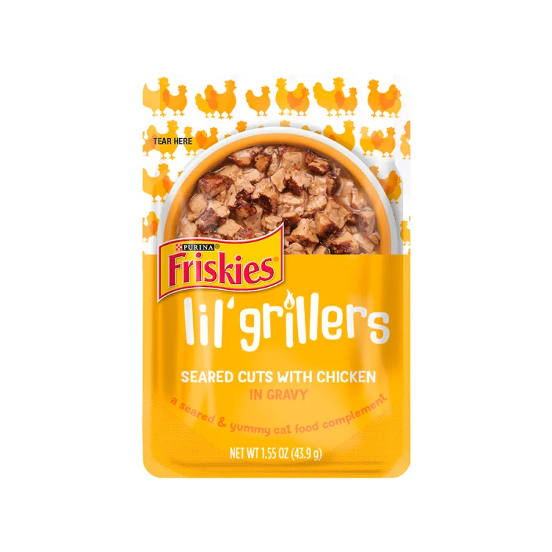 Complemento de alimentos balanceados para gatos Friskies miniparrilladas de cortes sellados con pollo en salsa preparada con jugo de cocción