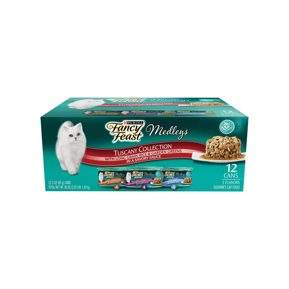 Fancy Feast Medleys Tuscany Wet Cat Food Variety Pack - 12 Cans