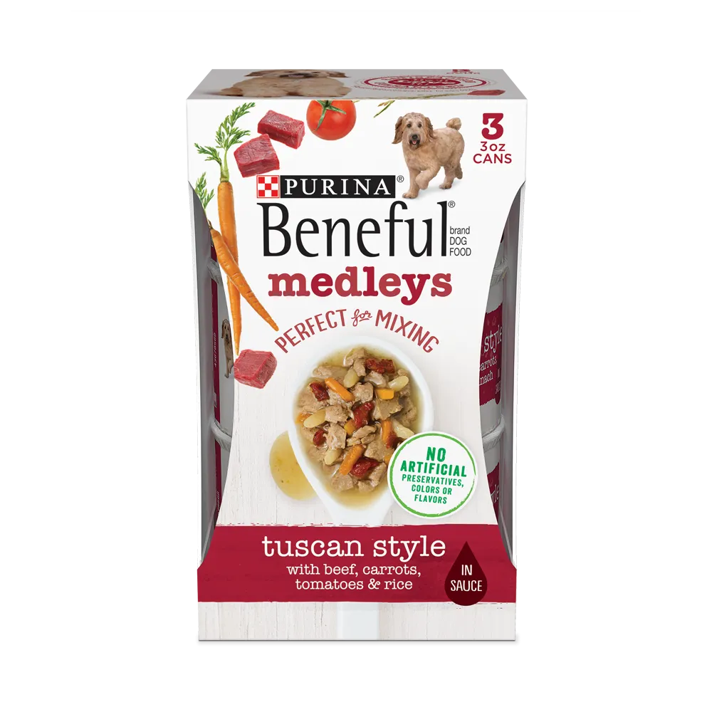 Beneful Medleys Tuscan Style Wet Dog Food with Real Beef, Carrots, Tomatoes & Rice