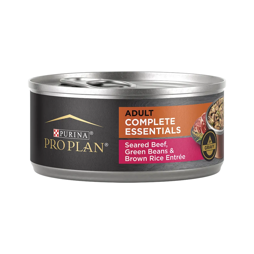 Pro Plan Complete Essentials Adult Seared Beef, Green Beans & Brown Rice Entrée in Gravy Wet Dog Food